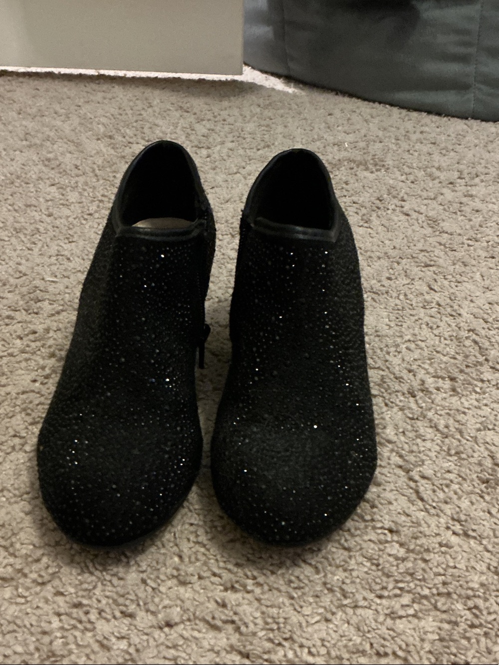 Women's Black Sparkle Ankle Booties with Side Zip